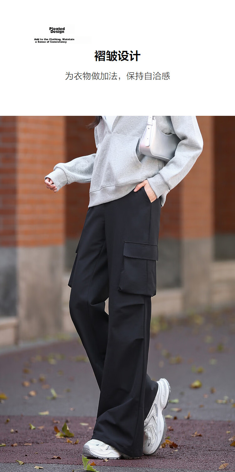Demana [Sassy Sister Vibe] Spring Korean Style Lightweight Sports Pleated Cargo Pocket Vintage Flared Comfortable Women's Casual Pants 7