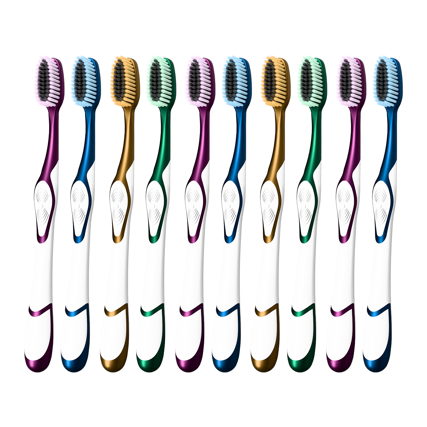 BRUSHING BEAR Toothbrush, Soft Bristles, High-Quality Colorful Fine Brush Strands, Stain Removal, Gum Protection, for Adults, Home Use, Family Pack, 10 Individually Wrapped Brushes
