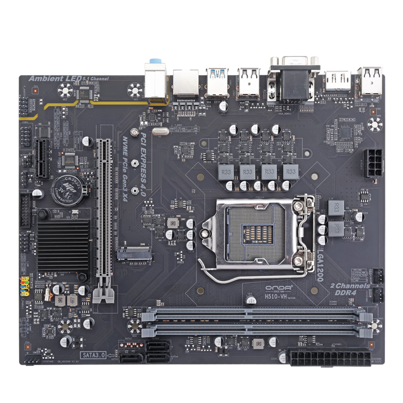 ONDA H510-VH Motherboard (Intel H510/LGA 1200) Compatible with Intel 11th/10th Gen Processors, Ideal for Office and Entertainment