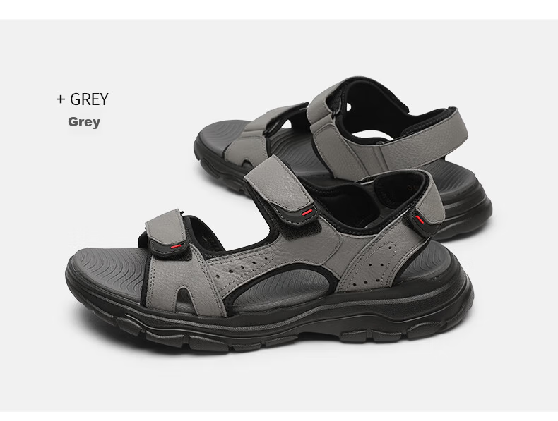 Goldlion Men's New Casual Sandals with Velcro Lightweight Shock-Absorbing Durable Beach Shoes G229420234AAF Black Size 37 15