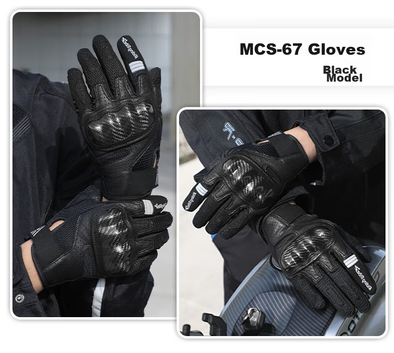 RidingTribe Motorcycle Riding Gloves Summer Carbon Fiber Protective Shell Touchscreen Unisex Four-Season Anti-Slip Crash-Resistant Gloves 7
