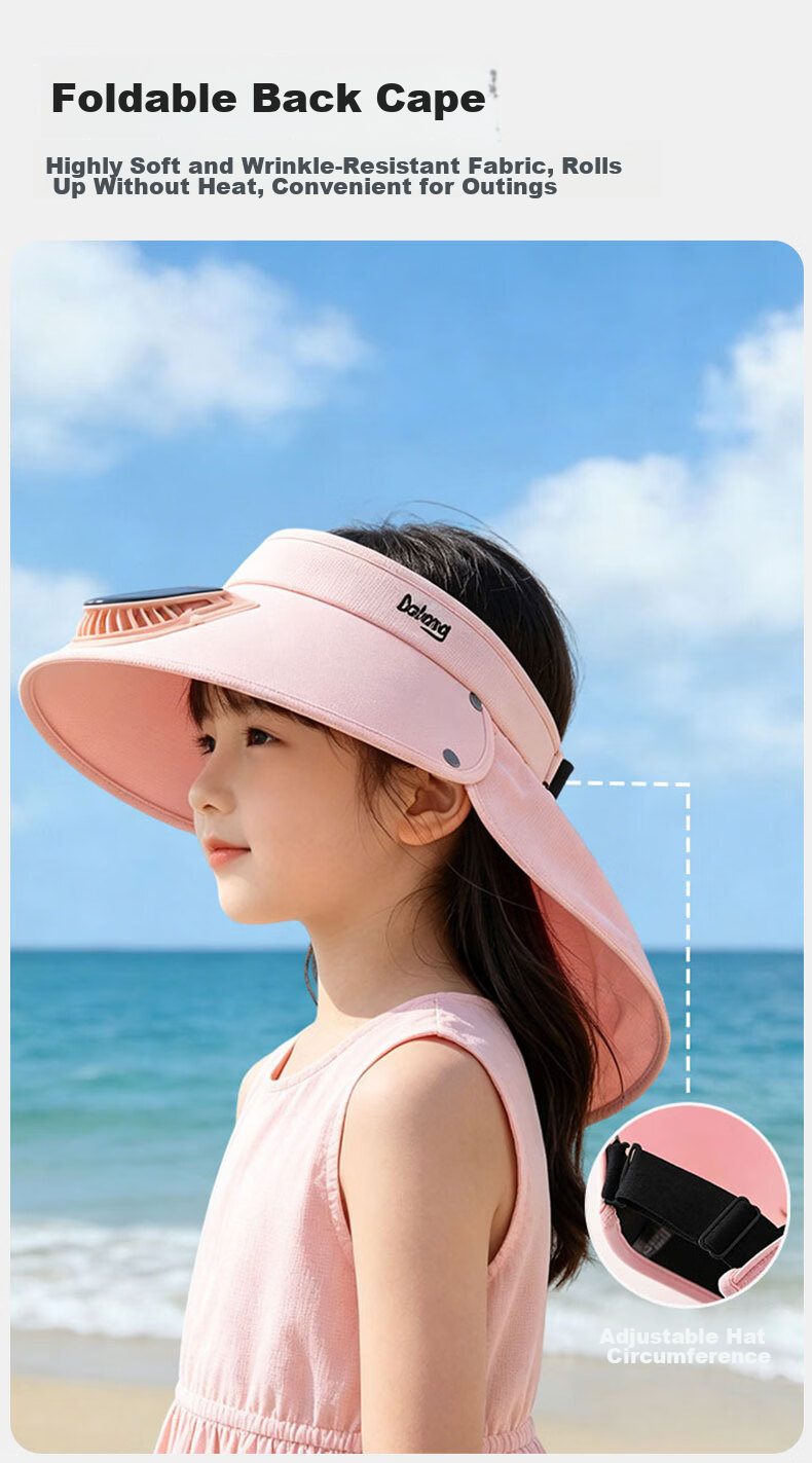 Ousen Kids Solar Fan Hat Summer Sun Protection Cap UV Protection Sun Hat for Girls Ages 3-12 5