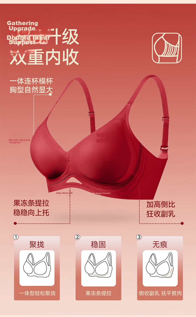 LangSha Red Year of the Horse Women's No-Wire Bra Set Lunar New Year Bridal Underwear Socks Gift Box 4