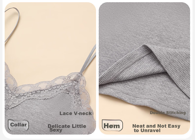 Fenteng Women's Lace V-Neck Camisole Vest Bra-Free 2026 New Style Side Coverage Versatile Base Layer Underwear Outerwear 10