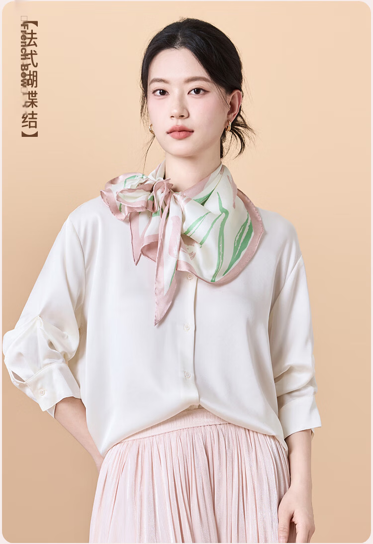 JIUMU 100% Mulberry Silk Scarf, Diamond-Shaped Shawl, Gift for Teachers And Mothers, Birthday Present, Gift Box Packaging 8