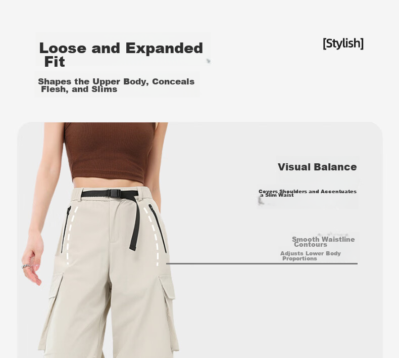 Xueqiman Women's Work Pants 2026 Summer New High-Waist Paratrooper Pants Windproof Waterproof Outdoor Hiking Sports Shell Pants 4