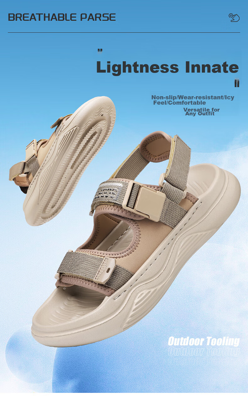MEXICAN Spring Summer New Breathable Men's Sandals Lightweight Versatile Outdoor Sports Casual Shoes Black 39 1