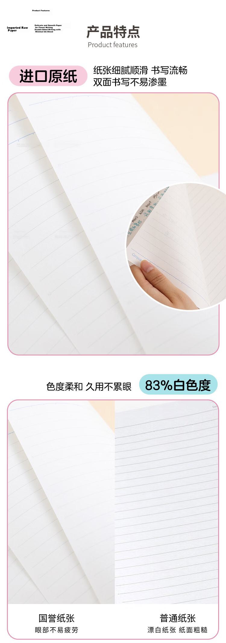 KOKUYO Back to School B5 40 Pages 8mm Dotted Line Kato Wooden Student Notebook Wirebound Glue-bound Office Stationery Softcover Blue 1 Pack WCN-CNB1474-2 4