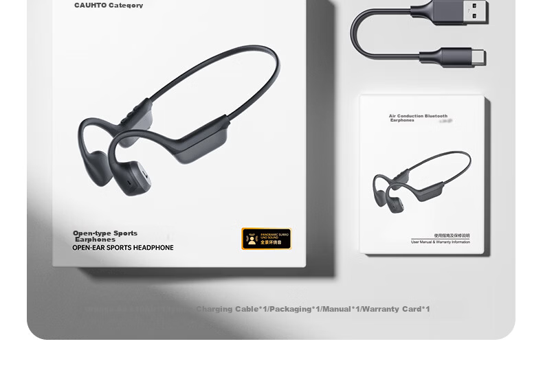 Chengao Sports Bluetooth Open-Ear Bone Conduction Headphones L10Air Black Gray, Long Battery Life, Sweatproof, Waterproof, Comfortable for Long Wear, Outdoor Cycling 21