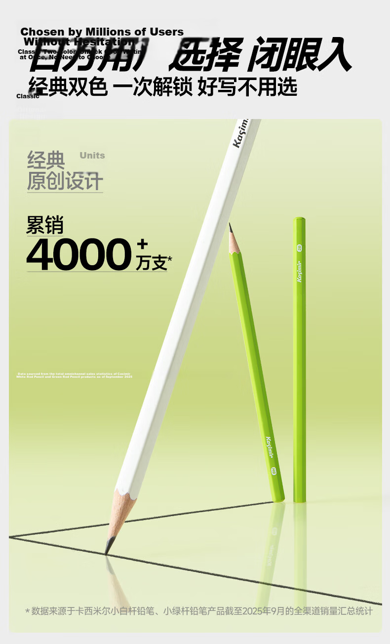 Casimir Small White and Green Hexagonal Pencil Set of 10 Non-Toxic Exam Writing Pencils for Primary Students Kindergarten Beginners Practice Pen - Small Green HB 2
