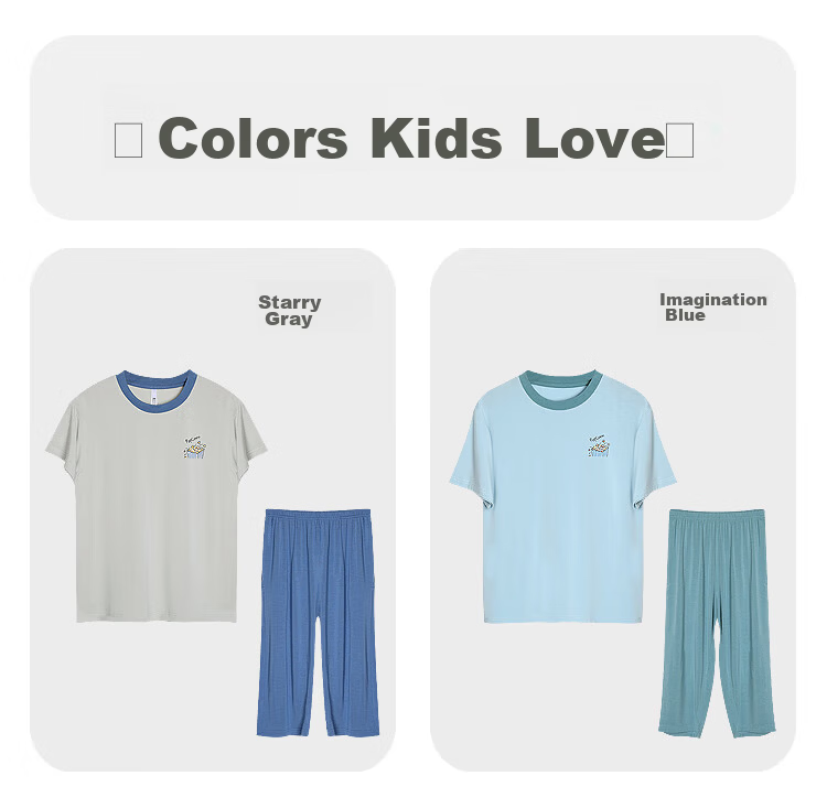 Hodohome Children's Pajamas, Boys' Class A 40 Modal Lightweight Cool-Feeling Home Wear, Boys' Round Neck Set, 303 Blue, Size 165 23