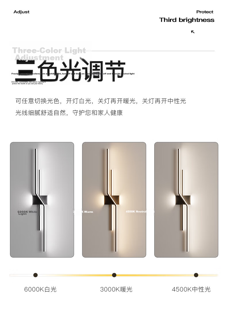 AOC Minimalist Italian Modern Luxury Grille Living Room TV Background Wall Linear Strip Bedroom Bedside Wall Lamp 3