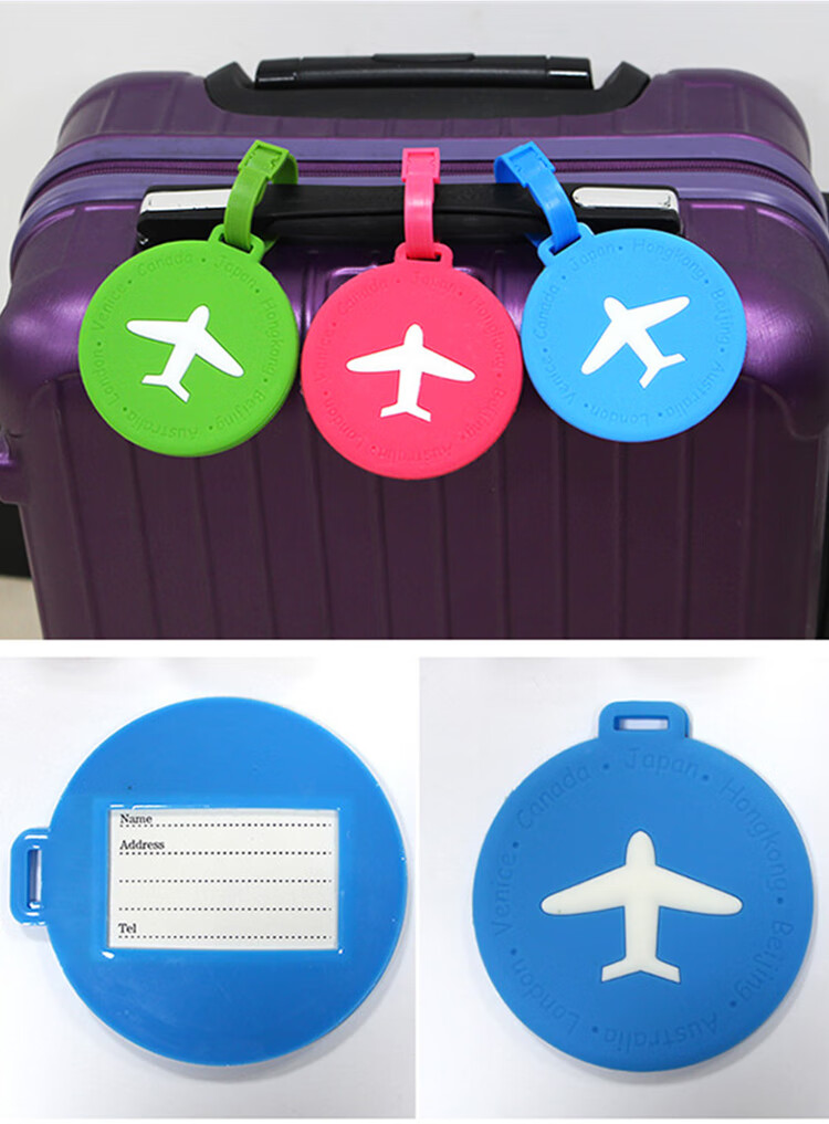 Banzheni Luggage Silicone Strap Tag, Cartoon Carry-On Tag, Luggage Identification Board for Air Travel, Includes Handwritten Information Card, Orange 12