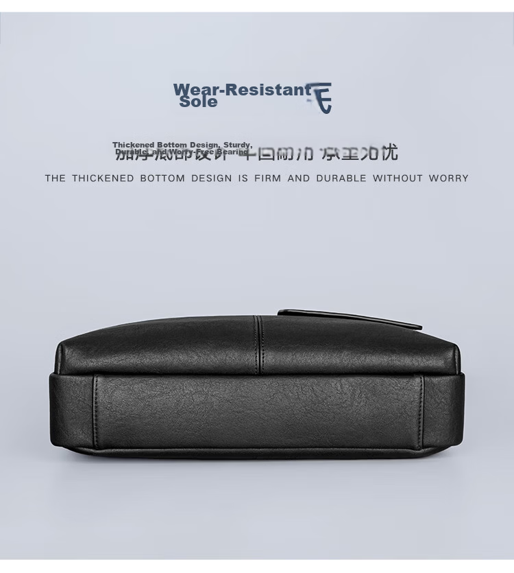 COW Men's Handbag Business Briefcase Laptop Bag Fashion Trendy Shoulder Crossbody Bag C-6669 Black 8