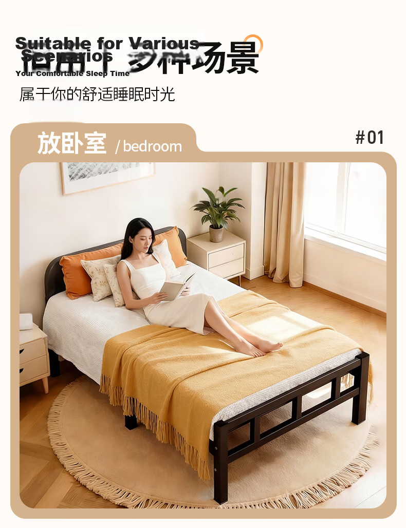 Quanpinwu No-Assembly Folding Single Bed Nap Bed Home Hospital Care Sponge Latex Mattress Camp Bed 13
