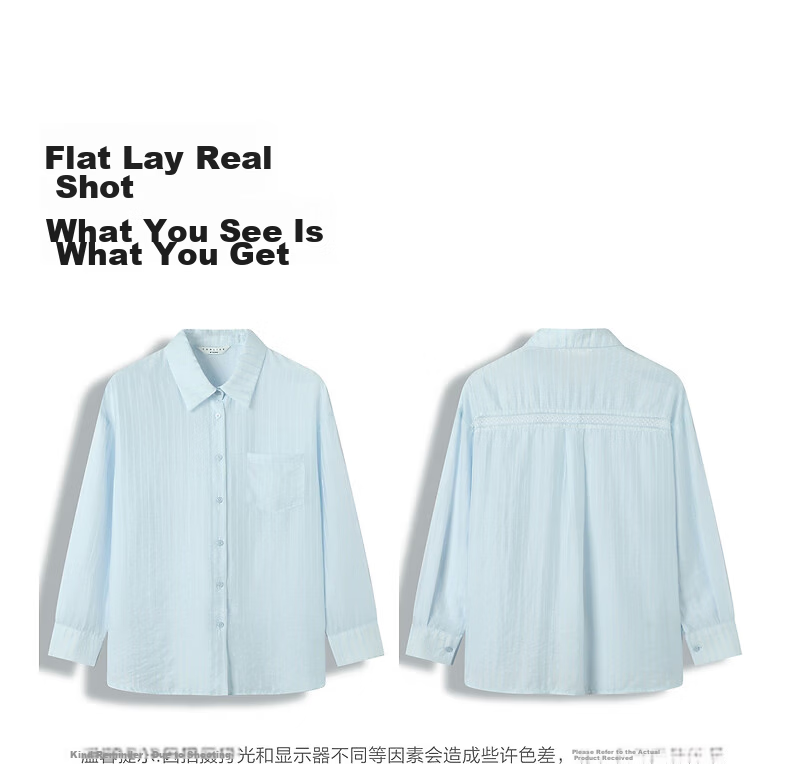 TonLion 2026 Spring Women's Striped Long Sleeve Shirt Light Blue L 3
