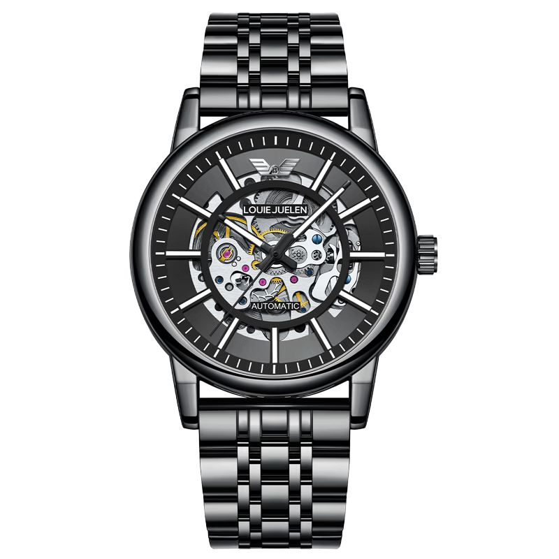 GEORGCOUNT Black Warrior Men's Mechanical Watch Business Luxury Waterproof Automatic Tourbillon Skeleton Watch