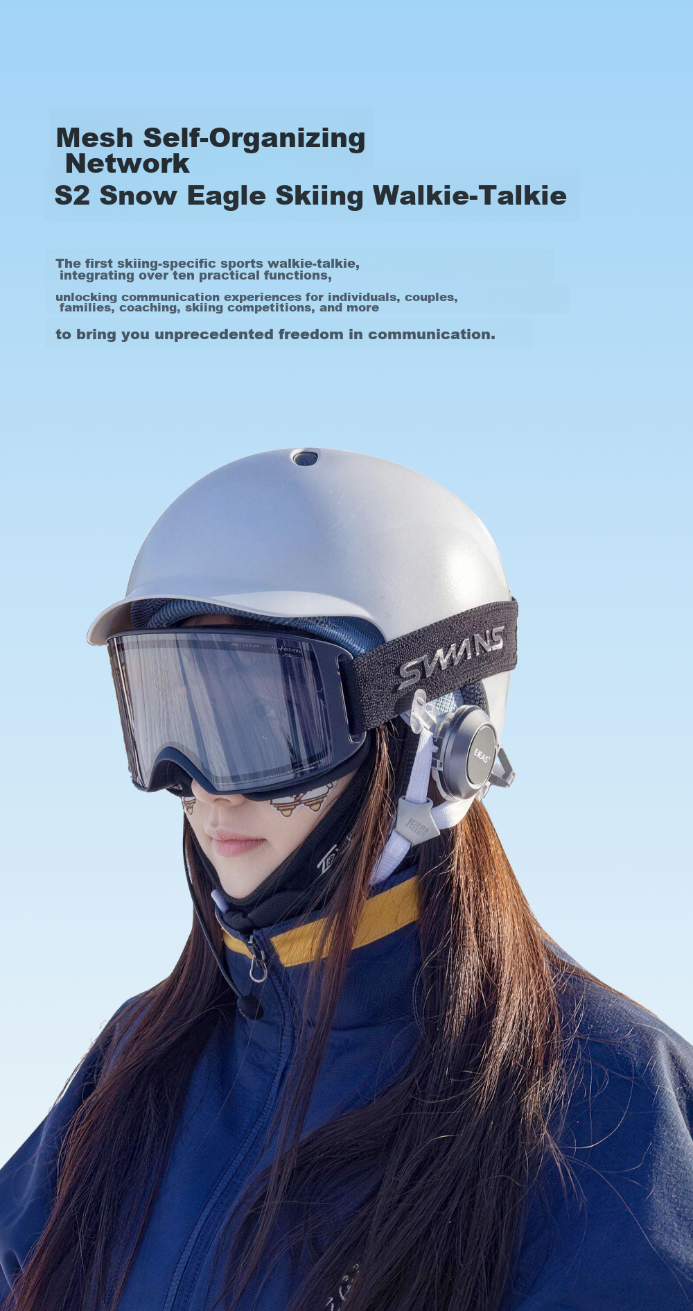 EJEAS S2 Low Temperature Edition Ski Walkie Talkie Mesh Helmet Bluetooth Headset Card-Free Multi-Person Real-Time Intercom 5