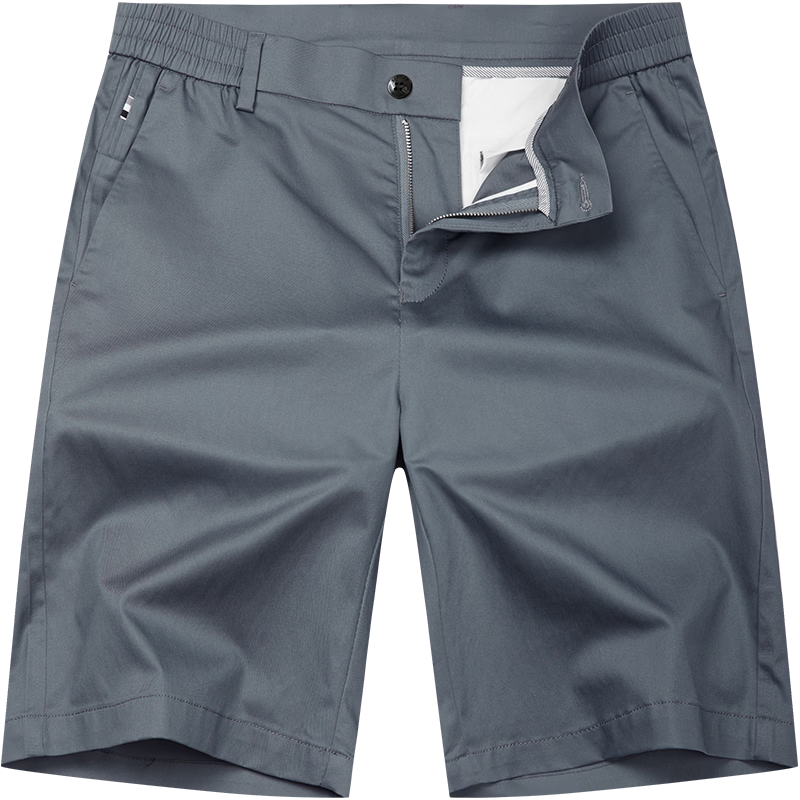 DANCING WOLVES [Containing Mulberry Silk] Casual Commute Elastic Lightweight Breathable Men's Casual Shorts, 129 Smog Blue, Size 36