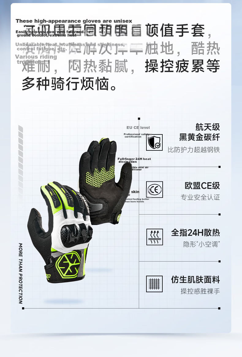 SCOYCO Cloud Bird MC122 Motorcycle Riding Gloves, Racing Bike Carbon Fiber Anti-CE Protective Touchscreen Gloves for All Seasons, Suitable for Men And Wome 3