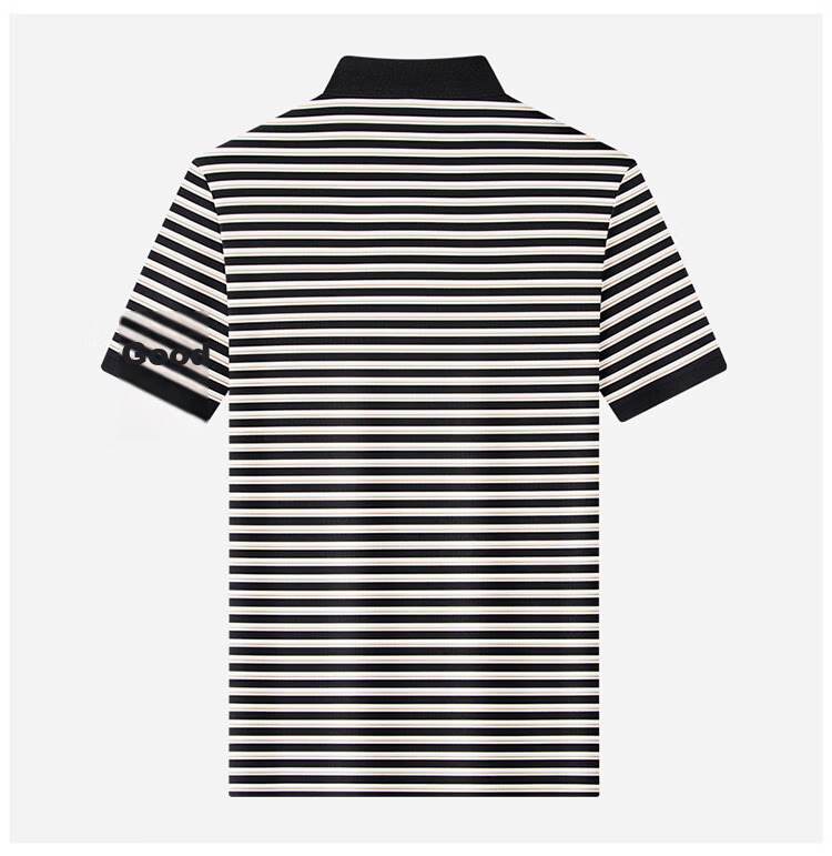 Edenbo Men's Short Sleeve Striped High Elastic Comfortable Polo Shirt Military Green 170/88A (L) 9