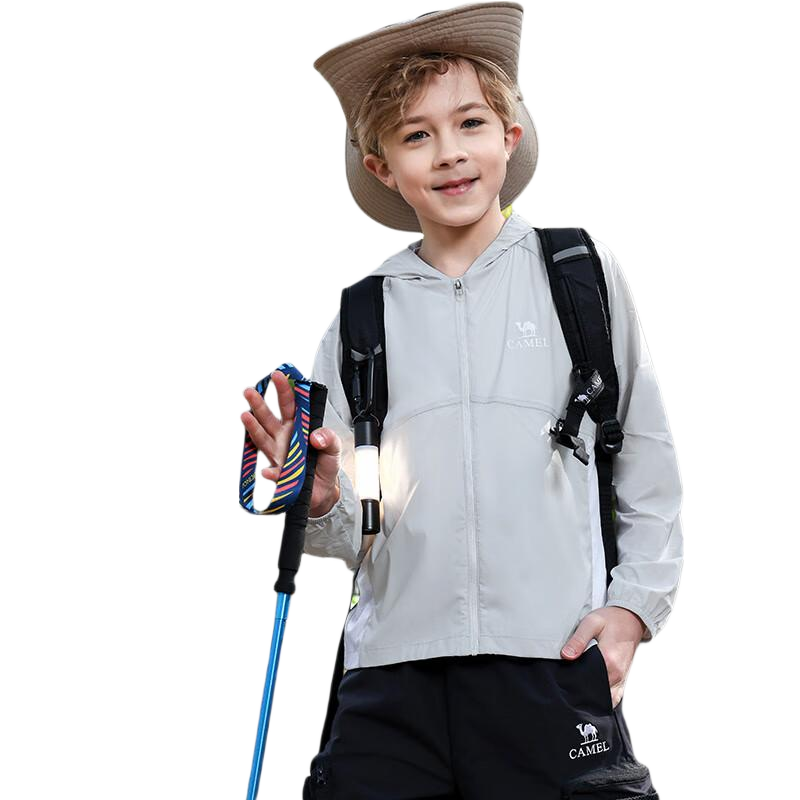 CAMEL Children's Sun Protection Clothing, Summer Outdoor Ice-Cool Breathable Skin Coat, Thin Outerwear for Older Childre