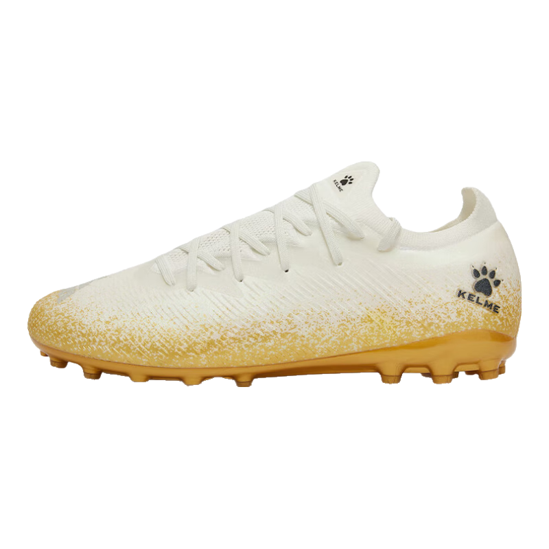 KELME Adult Soccer Cleats for Men MG Competition Short Studs Professional Non-Slip Shock-Absorbing Training Shoes Breathable White Gold Size 42