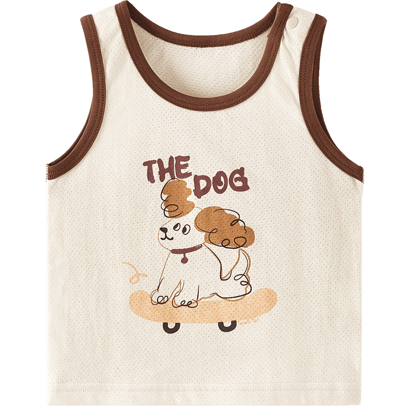 TONGTAI Baby Vest Summer Thin Sleeveless Top Khaki 80cm for Boys and Girls