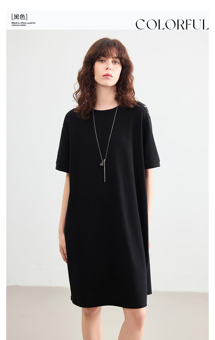 Demana Cloud Soft Cotton Series Summer Lazy Casual Round Neck Lace Splice Loose Slim Petite Women's Dress 3
