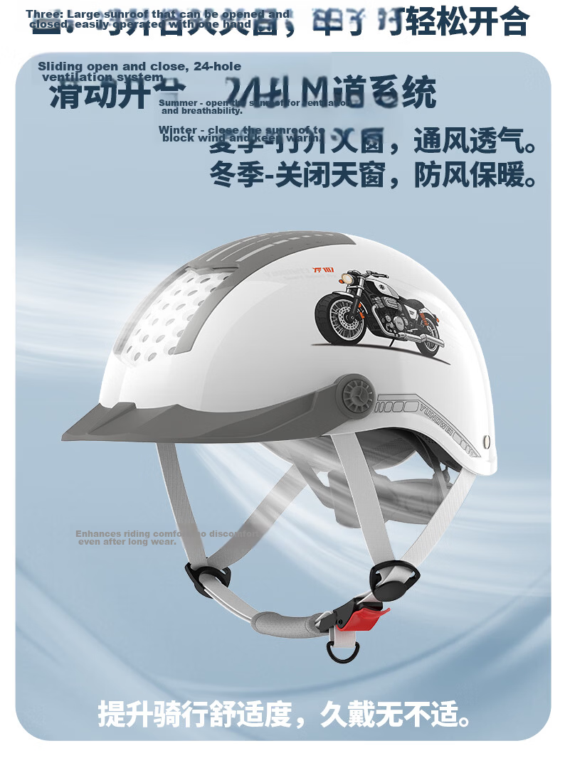 Yundianwei Electric Scooter Helmet, 3C Certified, Safety Helmet for Men And Women, Large Head Circumference, All-Season Motorcycle Half Helmet, Smart Bluetooth Tail Light Model, Carbon Gray Pattern, Extra-Large Size 11