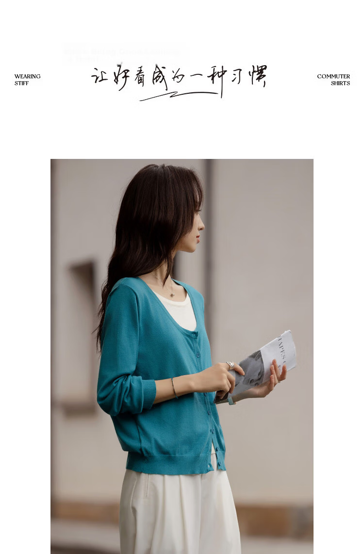 Demana [Cloud Breath Lyocell] Spring Design Fake Two-Piece Color-Block Stitching Lightweight Women's Knit Sweater 8