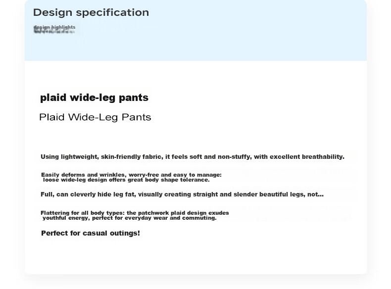MJ STYLE Plaid Wide-Leg Pants for Women 2026 Spring Summer New Patchwork Check Design Draped Loose Casual Trousers 6