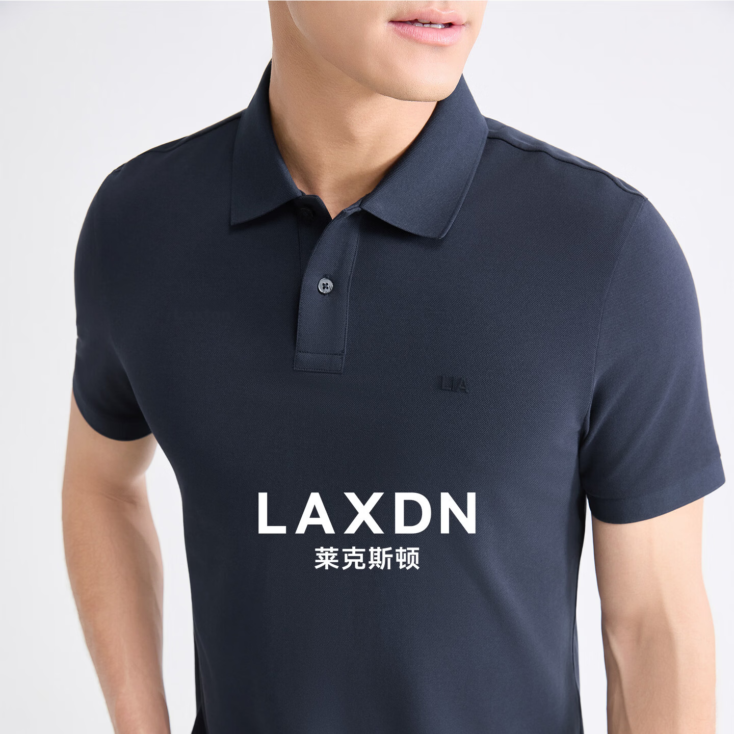 Laxton Men's Short Sleeve Polo Shirt Summer 5A Antibacterial Cooling Pique Fabric Breathable Moisture-Wicking Top Navy Blue S
