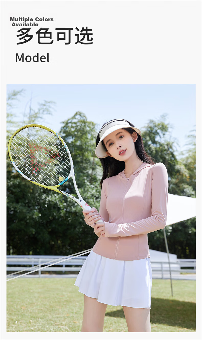 LangSha Slim Fit Sunscreen Jacket for Women Summer New Ice Silk Slimming Outdoor UV Protection Hooded Sports Coat 15
