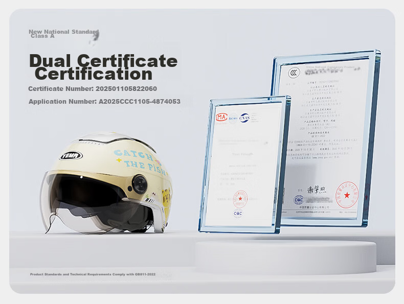 YEMA Kids Helmet 3C Certified Summer Sun Protection Electric Vehicle Half Helmet Unisex Children Electric Bike Motorcycle Safety Helmet Ages 3-12 252S Khaki White with Transparent Long Visor 1