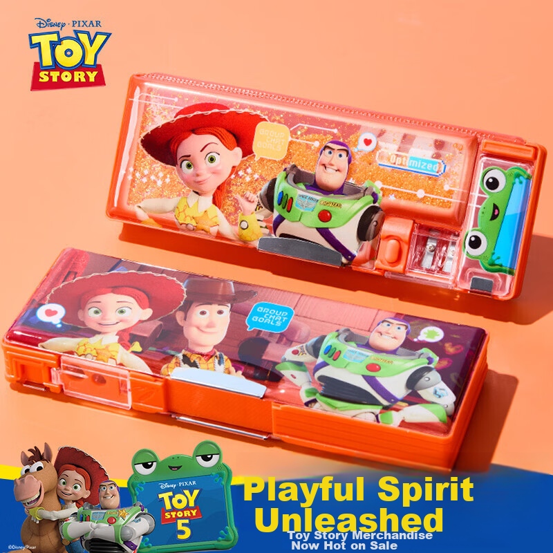 Disney Toy Story Kids Boys Girls Multifunctional Plastic Pencil Case Double-layer Pen Bag School Supplies Graduation Gift