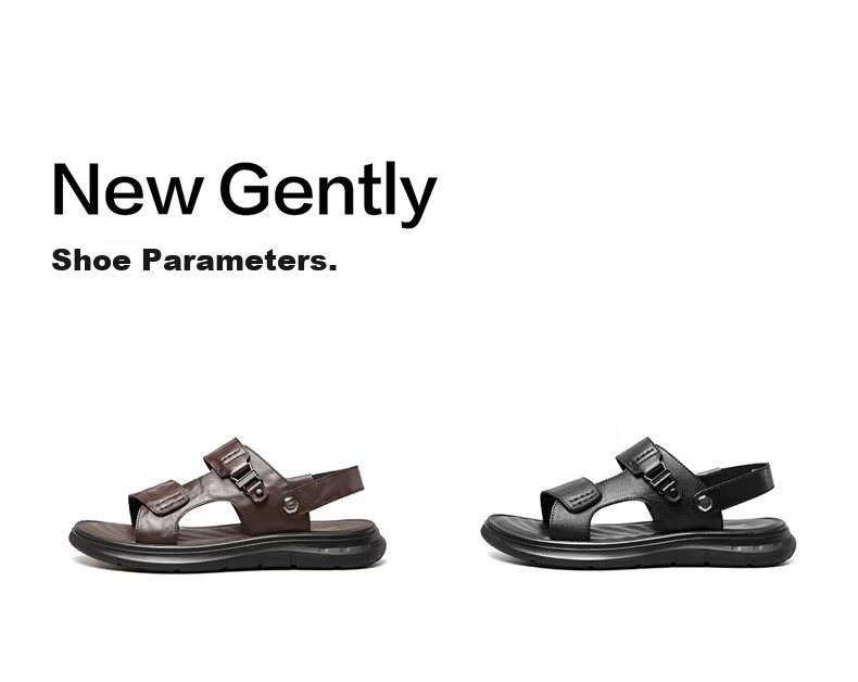 Yierkang Men's Summer Genuine Leather Casual Beach Sandals Dual-Wear Driving Slippers 96308W Black Size 41 11