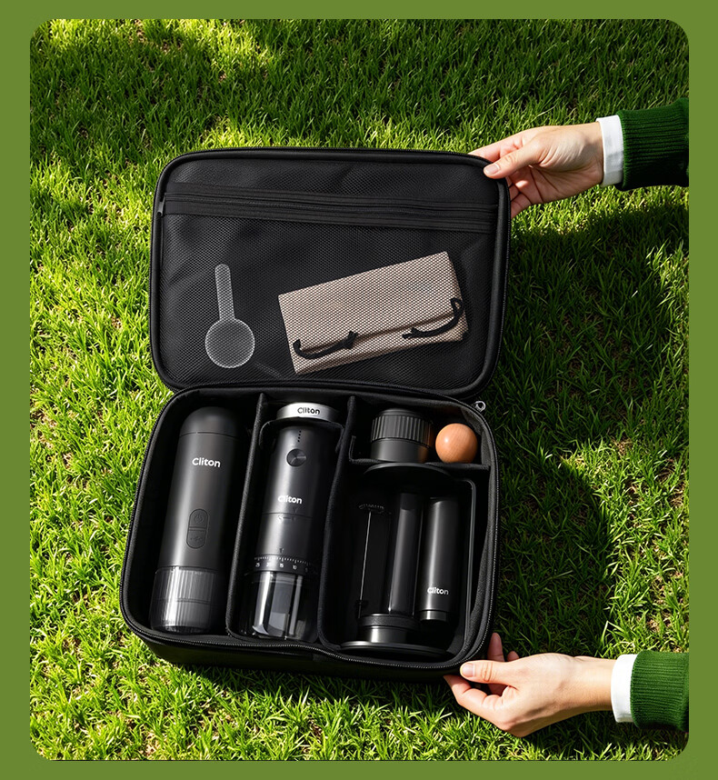 CLITON Portable Handheld Espresso Coffee Maker with Tamper, Powder Distributor, Stand, and Outdoor Camping Storage Set 28