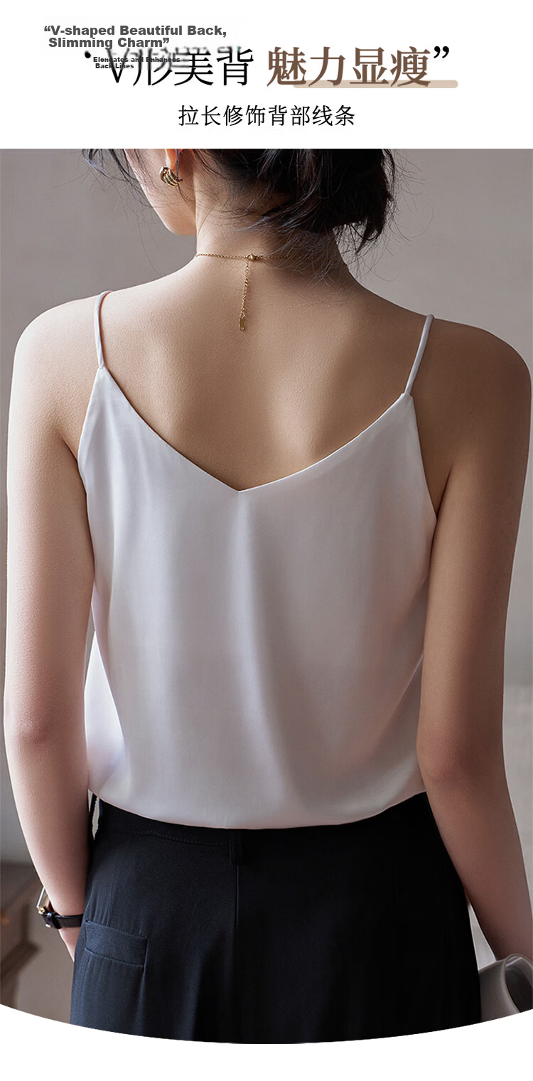 GUJIN Ice Silk Camisole Women's Inner Wear 2026 New Summer Loose V-Neck Sleeveless Faux Silk Top hy 7