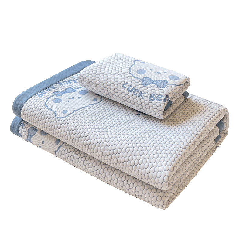 Hongdou Class A Ice Silk Cooling Mat Summer Soft Cooling Mat Dormitory Single Summer Cooling Mat 1.8*2m Bear Blue
