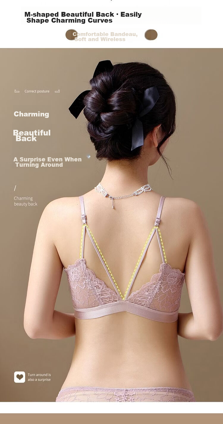 BONAS Sexy Front Closure Backless Bra Set for Women Wireless Push-Up Large Size Pure Desire Style Premium Gift 2