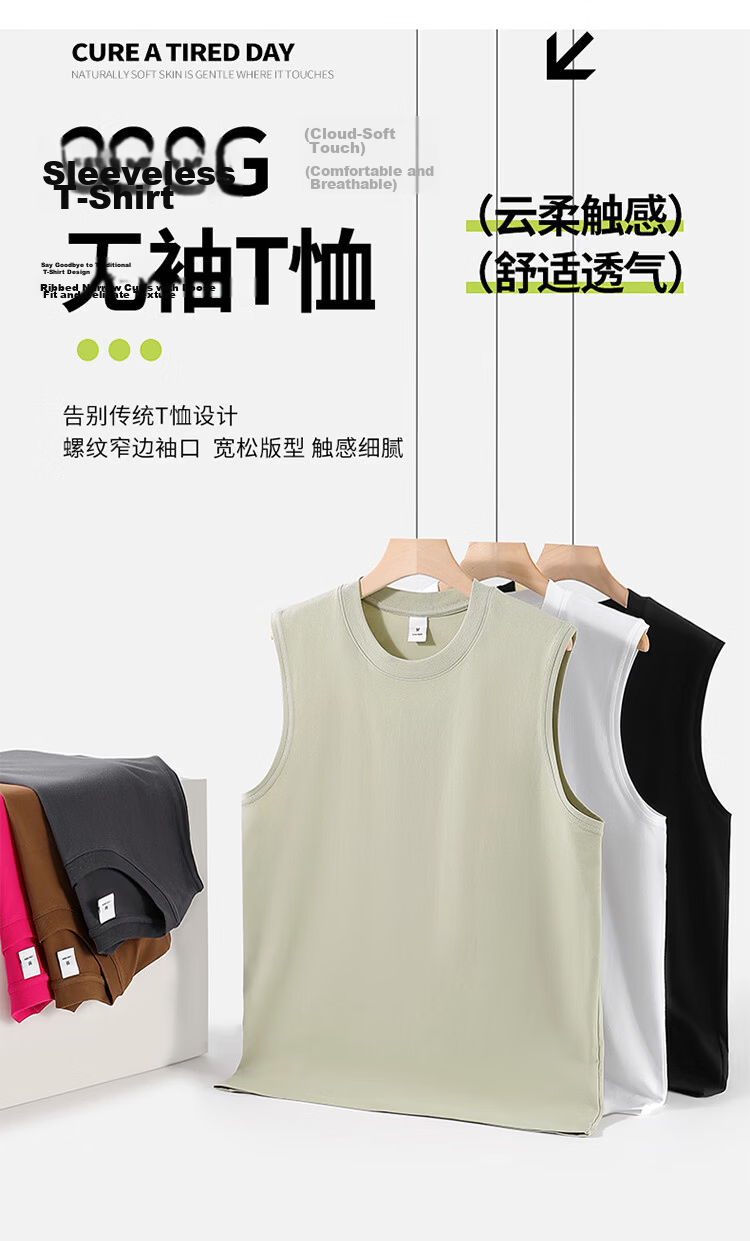 Hodo Men's Summer Cool Feeling Pure Cotton Skin-Friendly Comfortable Casual Sports Quick-Dry Sleeveless T-Shirt White 3XL 4