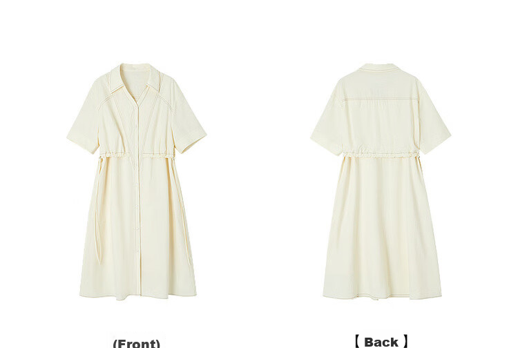 Demana Quick-Dry Sun Protection Series Summer Lightweight Outdoor V-Neck Short Sleeve Loose Casual Mid-Length Dress for Women 19