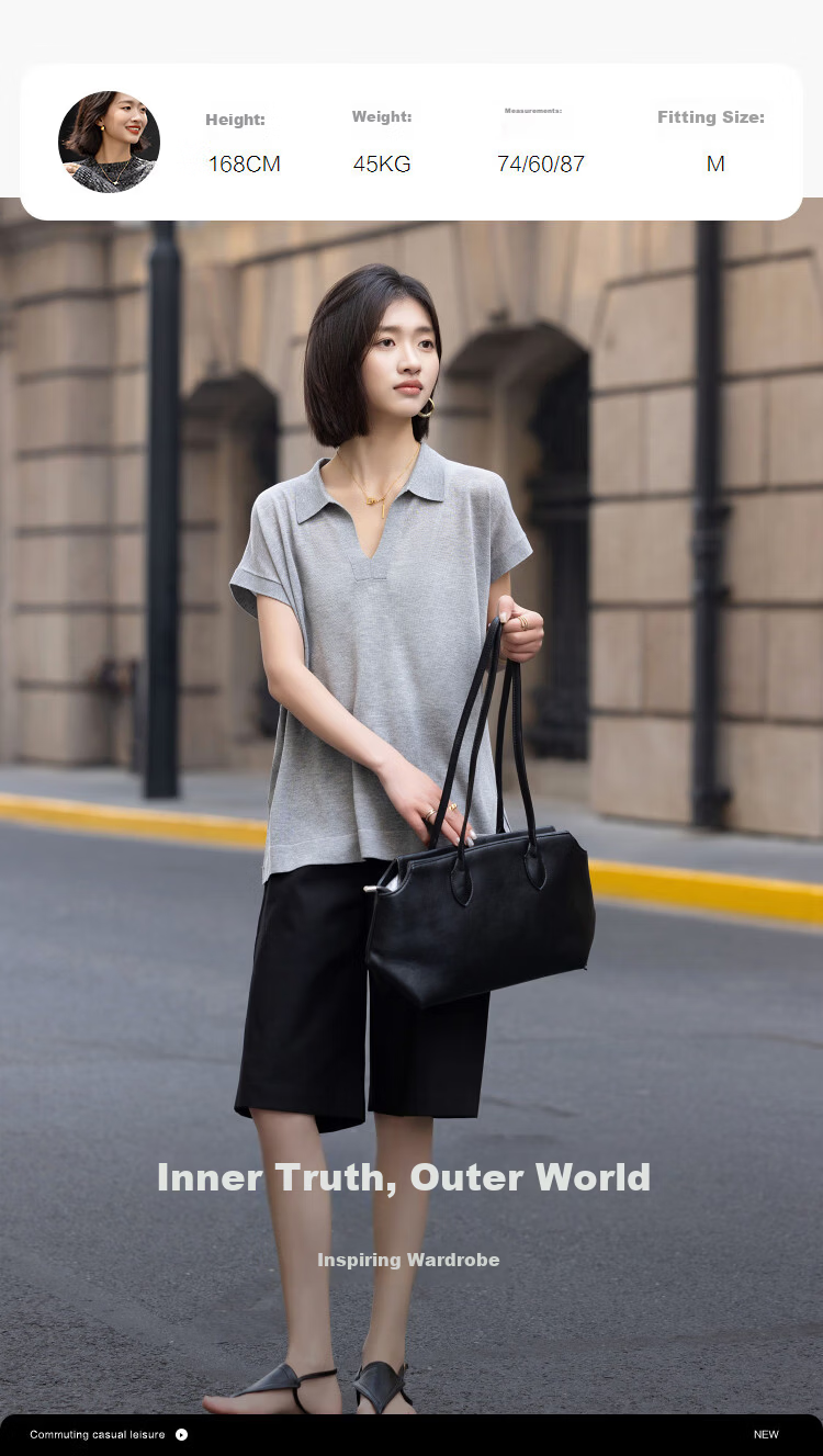 Demana [Breathable Tencel] Summer Lightweight Office Polo Collar Loose Slimming Concealing Knit Sweater for Women Premium Feel 9