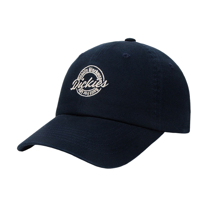 Dickies Embroidered Letter Baseball Cap Soft Top Hat Unisex New Large Head Circumference Slim Face Sun Protection Visor Cap Navy Blue