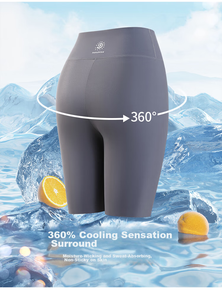 Langsha Ice Silk Yoga Pants High Waist Tummy Control Hip Lift Safety Shorts Slimming Leggings Sports Fitness Cycling 5-Minute Shark Pants 7