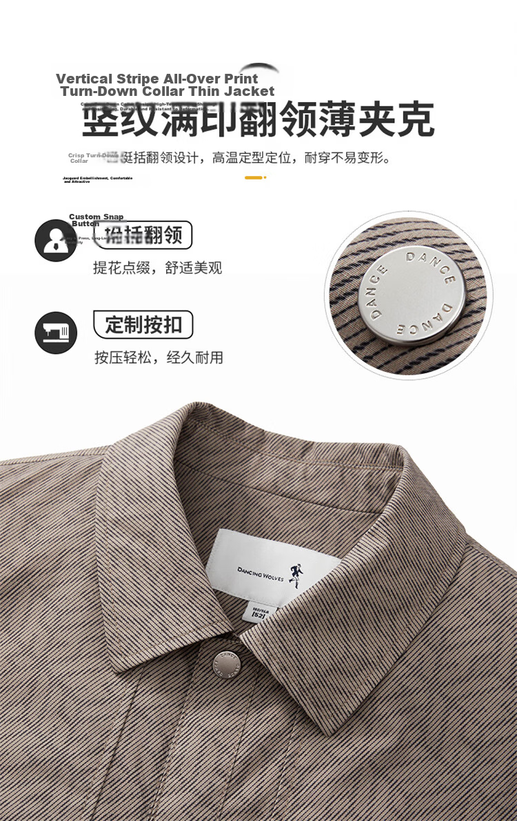 Dancing with Wolves [Trendy Full Print] Commuter Workwear Men's Premium Easy-Care Jacket Versatile Coat 701 Khaki S 7