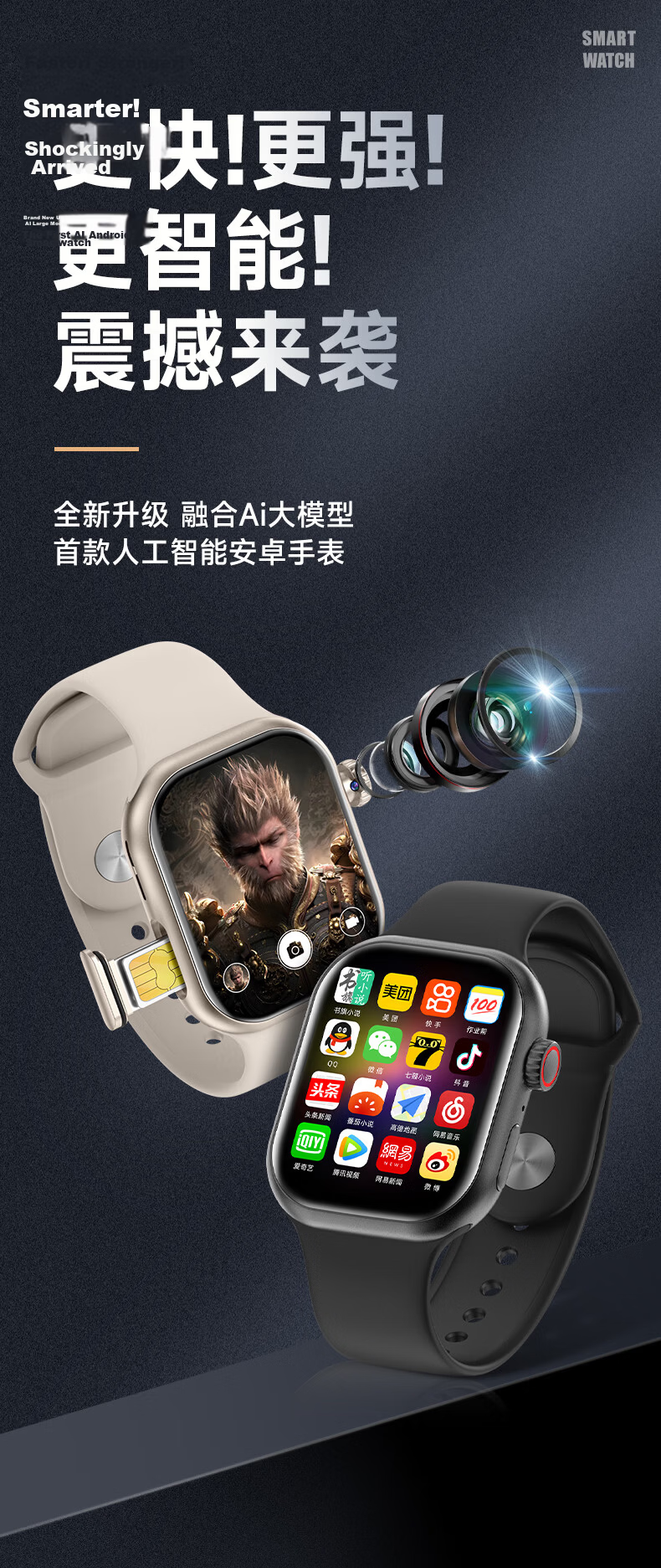 EG Honeycomb 5G Cellular Smartwatch for Adults and Students, Full Network, Waterproof, Dual Front and Rear Cameras, Video Calling, GPS Tracking, Fitness Monitoring 1