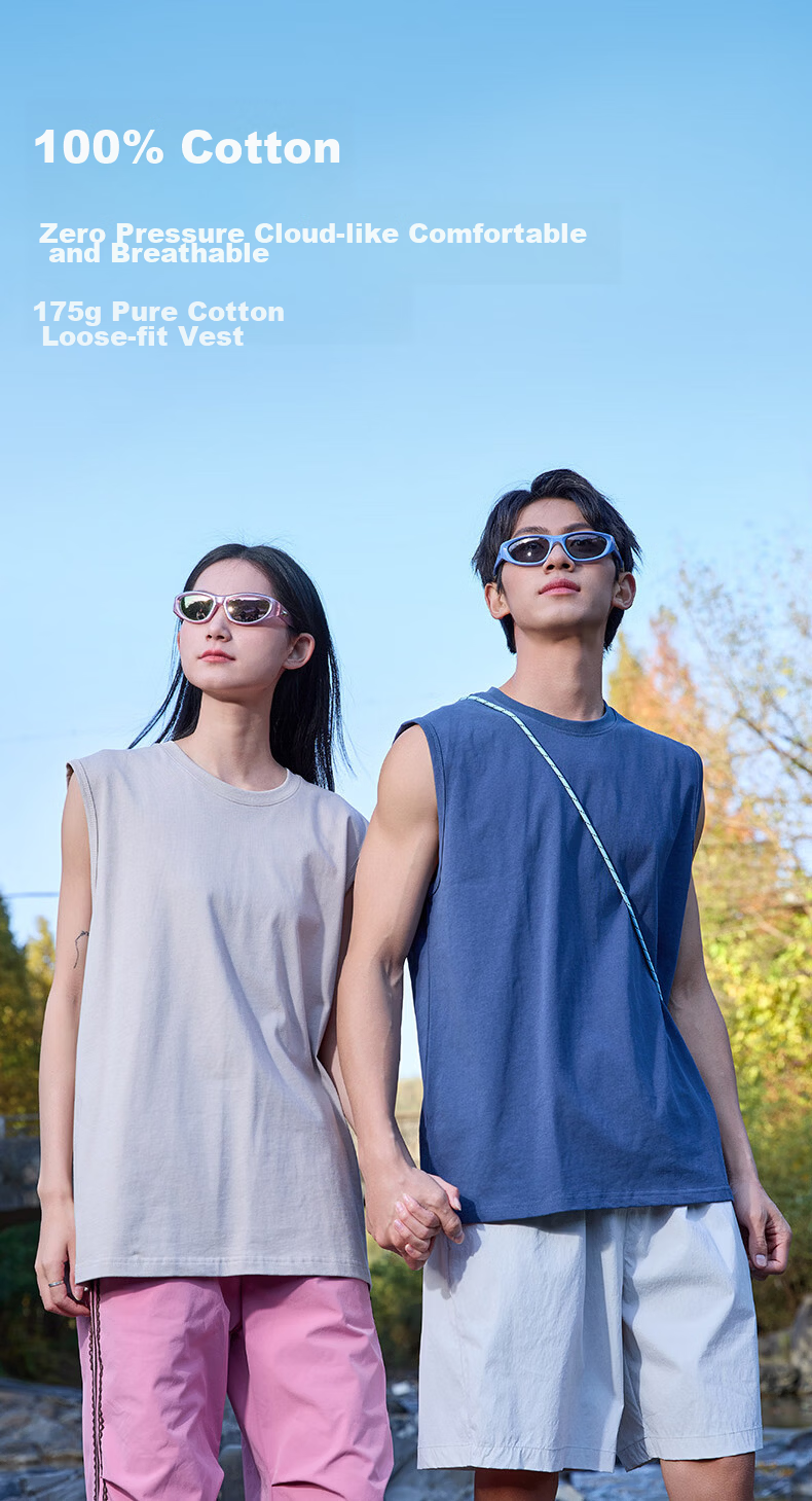 Baleno Men's Summer Cotton Heavyweight Breathable Skin-Friendly Casual Versatile Basic Tank Top Simple Trendy Sleeveless T-Shirt 2