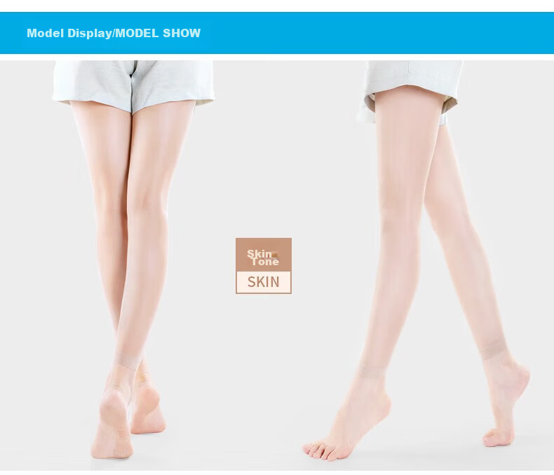 Cotton thirteen women's summer thin section nine points anti-hook silk invisible transparent black flesh color footless bottoming nine points pantyhose 9